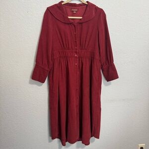 April Cornell Louisa Cranberry Red Corduroy Dress